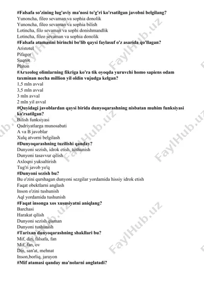 falsafa va dunyoqqarash — DOCX