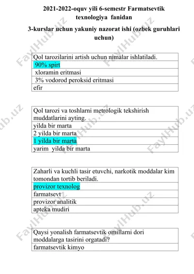 farmatsevtik texnologiya — DOC