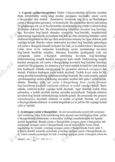 yarim o’tkazgichlar (half-conductors) — DOCX