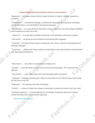 foreign language teaching technologies and tools to teach speaking — DOC