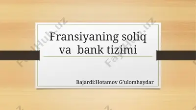 fransiyaning soliq va bank tizimi — PPTX