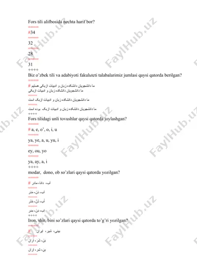 fors tili alifbosida nechta harif bor? — DOCX