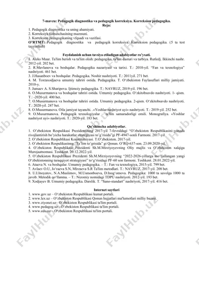 pedagogik diagnostika va pedagogik korreksiya. korreksion pedagogika — DOCX