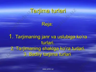 tarjima turlari — PPT