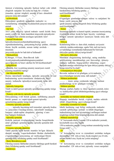 iqtisodiyotda ayirboshlash va istemol — DOCX