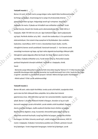 kardioreanimasiya bilan bog'liq masala — DOCX