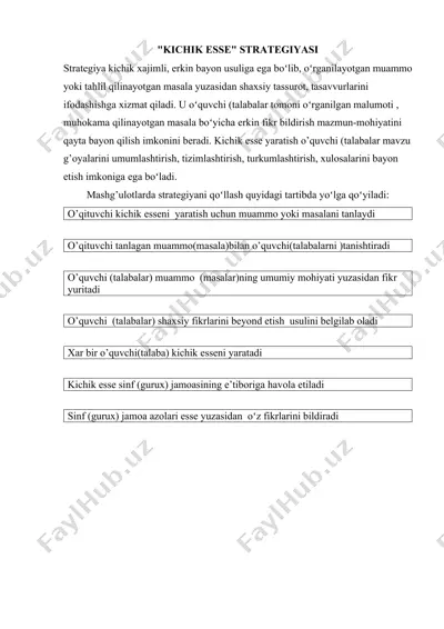 "kichik esse" strategiyasi — DOCX