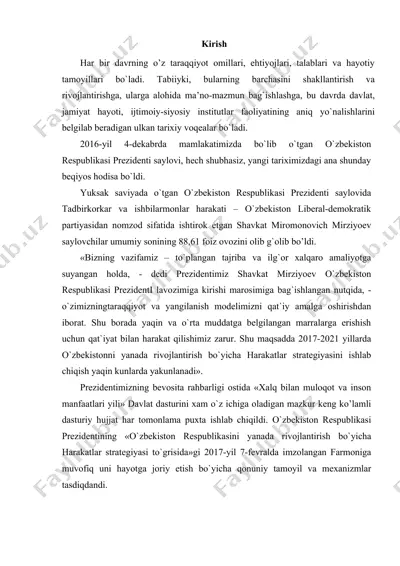 o`zbekiston respublikasi prezidentining saylovi — DOCX