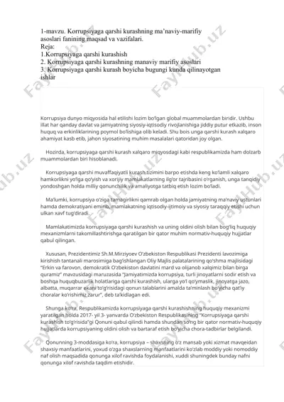 korrupsiyaga qarshi kurashning ma’naviy-marifiy asoslari — DOCX