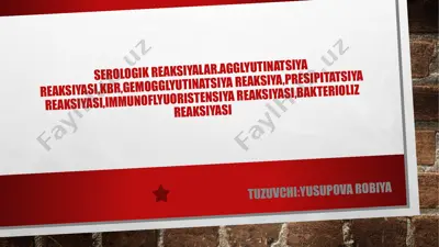 serologik reaksiyalar — PPTX