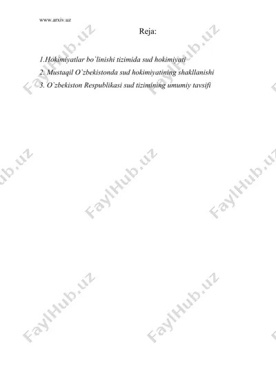 o`zbekiston respublikasida sud hokimiyatining tashkil etilishi — DOC