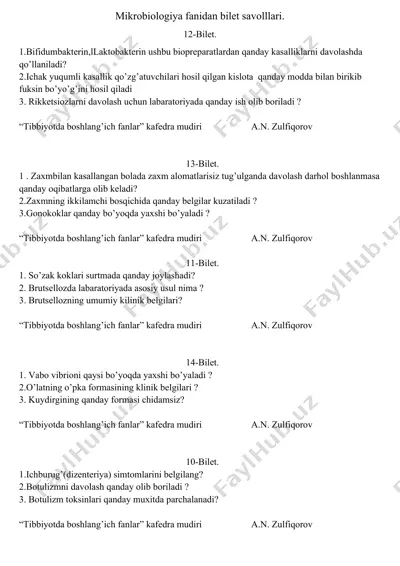mikrobiologiya fanidan bilet savolllari — DOCX
