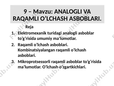 analogli va raqamli o’lchash asboblari — PPTX