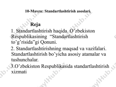 standartlashtirish asoslari — PPTX