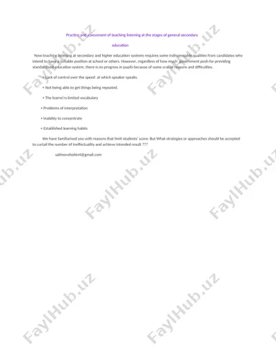 practice and assessment of teaching listening at the stages of general secondary education — DOC