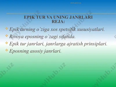 epik tur va uning janrlari — PPTX