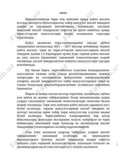 chorm va chorm-atxorlik mahsulotlari — DOC