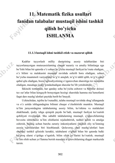 mustaqil ishni tashkil etish va nazorat qilish — DOC