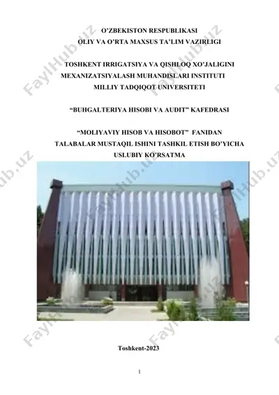 uslubiy ko’rsatma “moliyaviy hisob va hisobot” — DOC