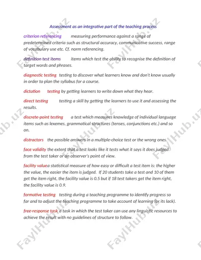 assessment as an integrative part of the teaching process — DOC