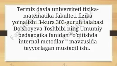 o‘qitishda interfaol metodlar — PPTX