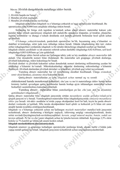 metallarga ishlov berish mahsuloti — DOC