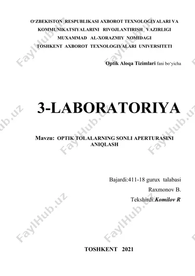 optik tolalar sonli aperturalar — DOCX