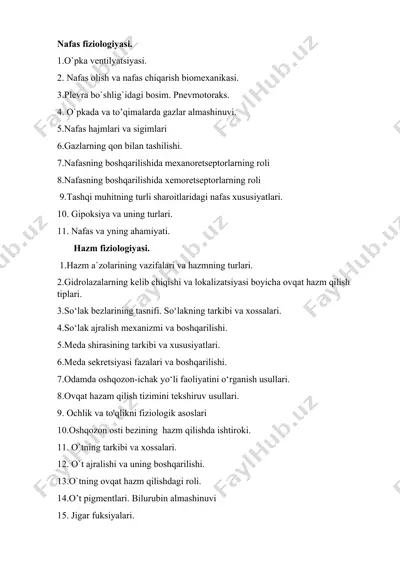 nafas va hazm fiziologiyasi — DOCX