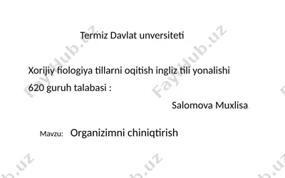 organizmni chiniqtirish — DOCX