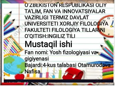 yosh fizologiyasi va gigiyenasi — PPTX
