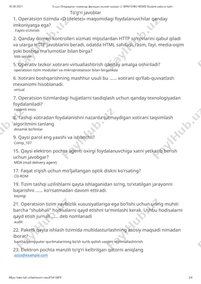 operatsion tizimlar haqida savollar — DOCX