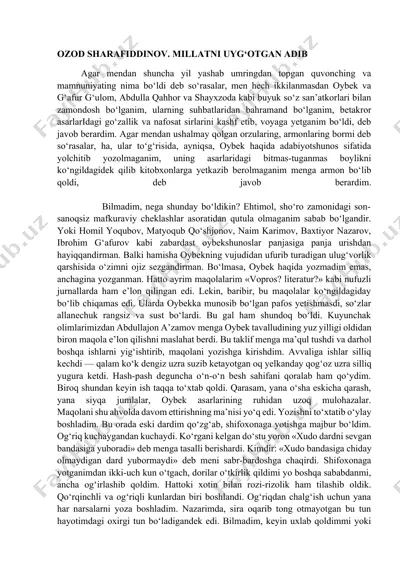 ozod sharafiddinov. millatni uyg‘otgan adib — DOCX