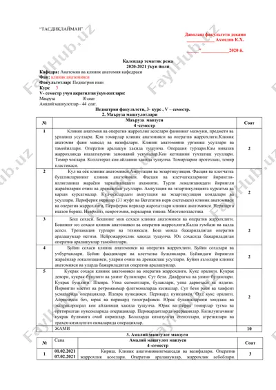 klinik anatomiya va operativ jarrohlik asosiy masalalar — DOCX