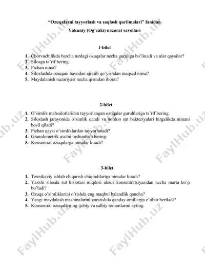 ozuqalarni tayyorlash va saqlash qurilmalari — DOCX