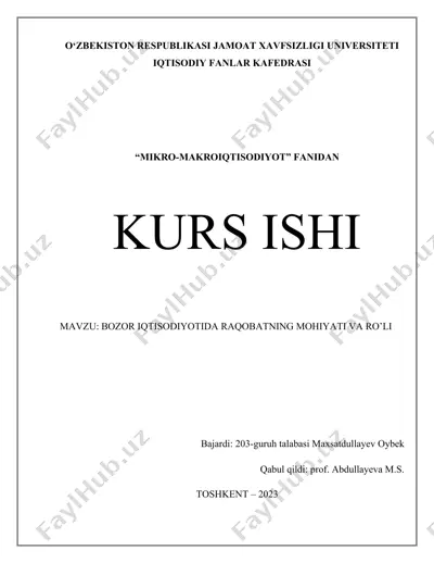 bozor iqtisodiyotida raqobatning mohiyati va ro'li — DOCX