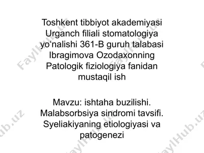 patologik fiziologiya fanidan mustaqil ish — PPTX