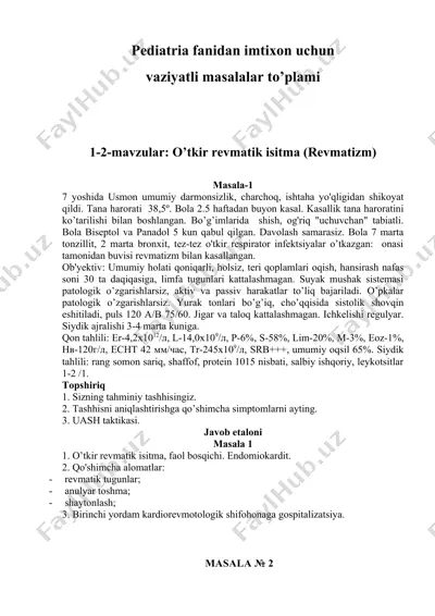 pediatrik revmatologiya kitobi — DOCX