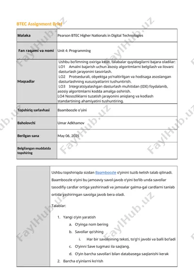 btec assignment brief — DOCX