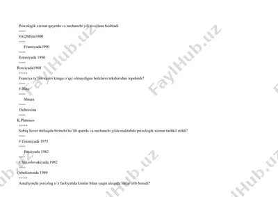 psixologik xizmat haqida ma'lumotlar — DOC