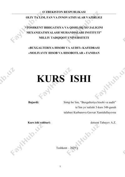 investitsiyalar hisobi va ulardan samarali foydalanish — DOC