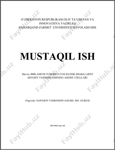 birlamchi tuberkulyoz klinik shakllari — DOCX