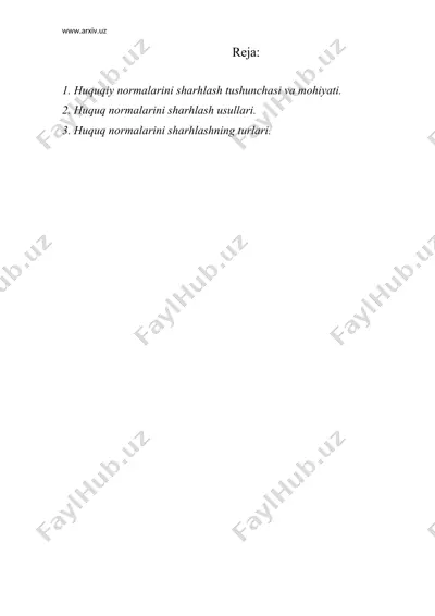 huquq normalarini sharhlash — DOC