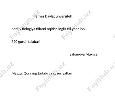 qonning tarkibi va xususiyatlari — DOCX