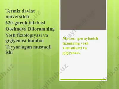 qonaylanish tizimining yosh xususiyati va gigiyenasiga o'xshashi — PPTX