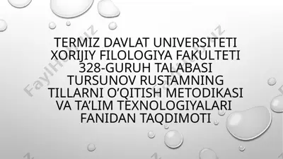tillarni o’qitish metodikasi va ta’lim texnologiyalari fanidan taqdimoti — PPTX
