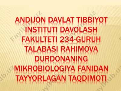 mikrobiologiya fanidan tayyorlagan taqdimot "patogen anaeroblar: qoqshol, gazli gangrena; qo’zg’atuvchilari va ularning biologik xususiyatlar" — PPT