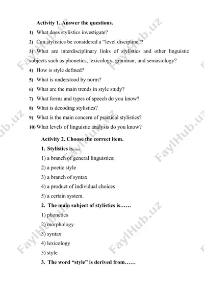 stylistics answer sheet — DOCX