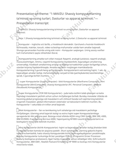 shaxsiy kompyuterlarning ta’minoti va uning turlari, dasturlar va apparat ta’minoti — DOCX
