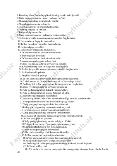 boshlang‘ich ta’lim pedagogikasi fanining tarixi va rivojlanishi — DOCX