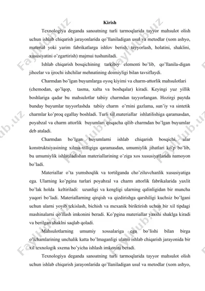 charmdan bo'lgan buyumlarni ishlab chiqarish bosqichi — DOC